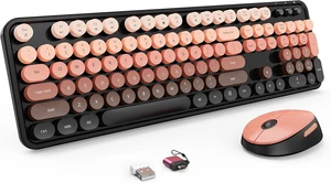 Wireless Keyboard and Mouse, Full-Size Typewriter Keyboard with Retro Round Keycaps, Ergonomic Design, Compatible with Windows PCs, Ideal for Home and Office. (Milk Tea) Aurora Red Wireless Keyboard and Mouse, Full-Size Typewriter Keyboard with Retro Round Keycaps, Ergonomic Design, Compatible with Windows PCs, Ideal for Home and Office. (Milk Tea) Aurora Red