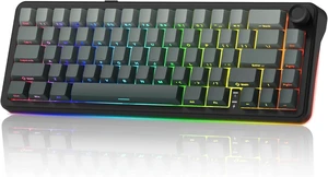 womier L65 60% Brown Mechanical Keyboard with Knob,4000mAh,Tri Mode USB-C/BT5.0/2.4G,RGB Backlit,Hot Swap,Linear Switch,Gasket Mounted Wireless Gaming Keyboard for PC/Mac,Wood Pattern Theme Black womier L65 60% Brown Mechanical Keyboard with Knob,4000mAh,Tri Mode USB-C/BT5.0/2.4G,RGB Backlit,Hot Swap,Linear Switch,Gasket Mounted Wireless Gaming Keyboard for PC/Mac,Wood Pattern Theme Black
