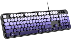 Wired Computer Keyboard, Full-Size USB Keyboard with Round Keycaps & Numeric Keypad, Plug-and-Play for Windows 7 8 10 11, PC, Laptop, Desktop, Home, Office Black Purple Wired Computer Keyboard, Full-Size USB Keyboard with Round Keycaps & Numeric Keypad, Plug-and-Play for Windows 7 8 10 11, PC, Laptop, Desktop, Home, Office Black Purple