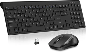 Wireless Keyboard and Mouse Combo, Slim Silent Full Size Computer Keyboard | with Calculator Button, Sleek Design, Long Battery Life, USB Receiver, Quiet Optical Mouse 6 Buttons, for Laptop PC - Gray Wireless Keyboard and Mouse Combo, Slim Silent Full Size Computer Keyboard | with Calculator Button, Sleek Design, Long Battery Life, USB Receiver, Quiet Optical Mouse 6 Buttons, for Laptop PC - Gray