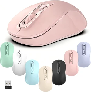 Wireless Mouse, 2026 New Model, Silent Click Ergonomic Design, Portable, 4 Buttons, Adjustable DPI (800/1200/1600), for Laptop/PC/Office (Beige) pink Wireless Mouse, 2026 New Model, Silent Click Ergonomic Design, Portable, 4 Buttons, Adjustable DPI (800/1200/1600), for Laptop/PC/Office (Beige) pink
