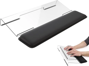 Computer Keyboard Wrist Rest, Keyboard Riser Stand for Desktop | Pink, Ergonomic Acrylic Keyboard Holder, Non-slip Wrist Pad, Pain Relief for Typing, Multiple Colors Clear Computer Keyboard Wrist Rest, Keyboard Riser Stand for Desktop | Pink, Ergonomic Acrylic Keyboard Holder, Non-slip Wrist Pad, Pain Relief for Typing, Multiple Colors Clear