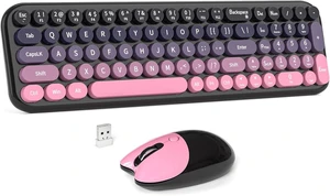 Wireless Keyboard and Mouse Combo, MOWUX Full Size Typewriter Retro Round Computer Keyboard, Cute Optical Mouse Wireless, Plug and Play, for Laptop, PC, Computer- Purple Gradient Wireless Keyboard and Mouse Combo, MOWUX Full Size Typewriter Retro Round Computer Keyboard, Cute Optical Mouse Wireless, Plug and Play, for Laptop, PC, Computer- Purple Gradient