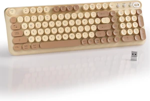 Bluetooth Wireless Computer Keyboard (Blue) | Colorful 99 Round Keys Retro Membrane Keyboard with Click Typing Feel, Power Switch, Ideal Gift for Office, Home Milk Tea Bluetooth Wireless Computer Keyboard (Blue) | Colorful 99 Round Keys Retro Membrane Keyboard with Click Typing Feel, Power Switch, Ideal Gift for Office, Home Milk Tea