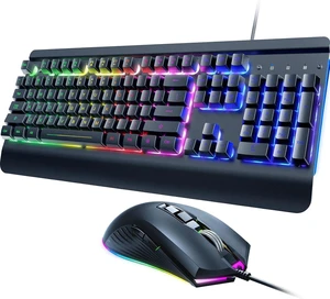 Gaming Keyboard, Full Size RGB Backlit Quiet Computer Keyboard, Wrist Rest, Silent Keys, Multimedia Keys, Anti-ghosting, Waterproof Light Up USB Wired Keyboard for PC Mac Xbox Gamer Office Metallic Gaming Keyboard, Full Size RGB Backlit Quiet Computer Keyboard, Wrist Rest, Silent Keys, Multimedia Keys, Anti-ghosting, Waterproof Light Up USB Wired Keyboard for PC Mac Xbox Gamer Office Metallic