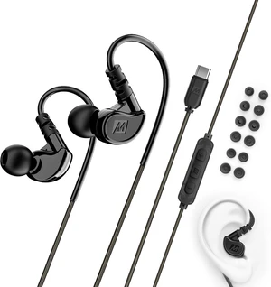 M6 Sport USB-C Wired Earbuds with Memory Wire Earhooks, Headset with Mic & 3-Button Remote for iPhone 17 Pro Max, iPad, USB Type C Devices; in Ear Headphones for Running/Gym/Workouts (Clear) Black M6 Sport USB-C Wired Earbuds with Memory Wire Earhooks, Headset with Mic & 3-Button Remote for iPhone 17 Pro Max, iPad, USB Type C Devices; in Ear Headphones for Running/Gym/Workouts (Clear) Black