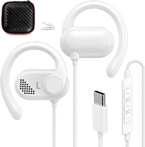 Open Ear Earbuds Wired USB C for Samsung S26 Ultra S25 S24 S23 A17 | Type C Earphone with Mic Over Ear Wired Headphone with Hooks for iPhone 18 Pro Max Duo 17 Air 16 15 Plus/iPad/Pixel 11, Black White Open Ear Earbuds Wired USB C for Samsung S26 Ultra S25 S24 S23 A17 | Type C Earphone with Mic Over Ear Wired Headphone with Hooks for iPhone 18 Pro Max Duo 17 Air 16 15 Plus/iPad/Pixel 11, Black White