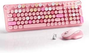 Wireless Keyboard and Mouse Combo (Pink) | Full-Size 2.4G Set with Number Pad, Long Battery Life, Plug Play for Office and Student Use Pink Colorful Wireless Keyboard and Mouse Combo (Pink) | Full-Size 2.4G Set with Number Pad, Long Battery Life, Plug Play for Office and Student Use Pink Colorful