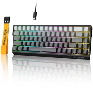 S68 Wired Gaming Keyboard, 68-Key PBT Keycap RGB Backlit-Moonlight | 26-Key Anti-Ghosting, Membrane Keyboard Quiet Typing,3-Level Height Adjustment, Ergonomic Design for PC Mac Esport Gamer S68 Wired Gaming Keyboard, 68-Key PBT Keycap RGB Backlit-Moonlight | 26-Key Anti-Ghosting, Membrane Keyboard Quiet Typing,3-Level Height Adjustment, Ergonomic Design for PC Mac Esport Gamer