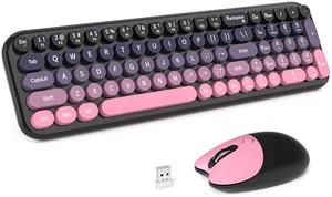 Wireless Keyboard and Mouse Combo, Compact Typewriter Retro Round Computer Keyboard and Mouse Set, Plug and Play, for Windows, Computer, Desktop, PC, Notebook - (Plum Pink Gradient) Wireless Keyboard and Mouse Combo, Compact Typewriter Retro Round Computer Keyboard and Mouse Set, Plug and Play, for Windows, Computer, Desktop, PC, Notebook - (Plum Pink Gradient)
