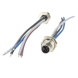 M12 5 Pin L-Code Male Panel Mount Power Flying Lead Cable (1Pc, 15CM)