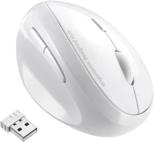 SANWA 2.4G Wireless Left Handed Mouse, Lefty Ergonomic Mouse for S & M Hand Ergo Vertical Mouse for Leftie, Comfort Grip, 800/1200/1600 DPI, Plug & Play USB Receiver, Compatible Win, Mac, PC, White SANWA 2.4G Wireless Left Handed Mouse, Lefty Ergonomic Mouse for S & M Hand Ergo Vertical Mouse for Leftie, Comfort Grip, 800/1200/1600 DPI, Plug & Play USB Receiver, Compatible Win, Mac, PC, White