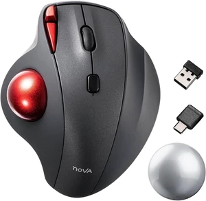 SANWA 2.4G Wireless Trackball Mouse + 34mm Silver Replacement Ball Bundle USB-A & C Receiver, Silent Click, Programmable with Software, for M<-L Hands, Glossy Craft, Compatible with Mac, Laptop, Win SANWA 2.4G Wireless Trackball Mouse + 34mm Silver Replacement Ball Bundle USB-A & C Receiver, Silent Click, Programmable with Software, for M<-L Hands, Glossy Craft, Compatible with Mac, Laptop, Win