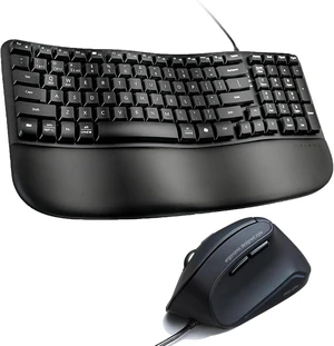 SANWA Wired Ergonomic Keyboard + Silent Vertical Mouse Combo, Black Curved Wave Keyboard with Cushioned Wrist Rest, USB-A & C Port, Programmable Ergo Mouse for M & L Hand, Windows Mac PC Laptop SANWA Wired Ergonomic Keyboard + Silent Vertical Mouse Combo, Black Curved Wave Keyboard with Cushioned Wrist Rest, USB-A & C Port, Programmable Ergo Mouse for M & L Hand, Windows Mac PC Laptop
