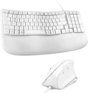 SANWA Wired Ergonomic Keyboard + Silent Vertical Mouse Combo, White Curved Wave Keyboard with Cushioned Wrist Rest, USB-A & C Port, Programmable Ergo Mouse for M & L Hand, Windows Mac PC Laptop SANWA Wired Ergonomic Keyboard + Silent Vertical Mouse Combo, White Curved Wave Keyboard with Cushioned Wrist Rest, USB-A & C Port, Programmable Ergo Mouse for M & L Hand, Windows Mac PC Laptop