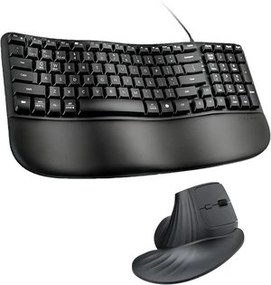 SANWA Wired Ergonomic Keyboard + 3-Device Wireless Ergonomic Mouse, Black
Curved Wave Keyboard with Cushioned Wrist Rest, Large-Hand Vertical Mouse with Wrist Rest, Silent Click, 1000-4000 DPI SANWA Wired Ergonomic Keyboard + 3-Device Wireless Ergonomic Mouse, Black
Curved Wave Keyboard with Cushioned Wrist Rest, Large-Hand Vertical Mouse with Wrist Rest, Silent Click, 1000-4000 DPI