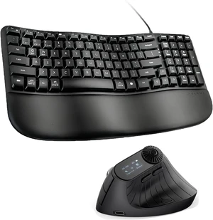 SANWA Wired Ergonomic Keyboard + Vertical Mouse with Screen & Knob Control
Curved Wave Keyboard with Cushioned Wrist Rest, 2.4G Wireless+2 BT 5.0 Ergo Mouse, Programmable with Software, 800-2400DPI SANWA Wired Ergonomic Keyboard + Vertical Mouse with Screen & Knob Control
Curved Wave Keyboard with Cushioned Wrist Rest, 2.4G Wireless+2 BT 5.0 Ergo Mouse, Programmable with Software, 800-2400DPI