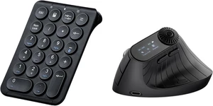 SANWA Ergonomic Mouse with LED Screen + Bluetooth Numeric Keypad, Vertical Mice Knob Control, 5 Programmable Buttons, Wireless Ten Key Number Pad, Compatible with Mac, Windows, Android, iOS, PC SANWA Ergonomic Mouse with LED Screen + Bluetooth Numeric Keypad, Vertical Mice Knob Control, 5 Programmable Buttons, Wireless Ten Key Number Pad, Compatible with Mac, Windows, Android, iOS, PC