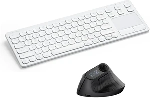 SANWA Ergonomic Mouse with LED Screen + 3-Device Touchpad Keyboard Set, Vertical Mice Knob Control, 5 Programmable Buttons, Bluetooth Trackpad, Compatible with Mac, Windows, Android, iOS, PC SANWA Ergonomic Mouse with LED Screen + 3-Device Touchpad Keyboard Set, Vertical Mice Knob Control, 5 Programmable Buttons, Bluetooth Trackpad, Compatible with Mac, Windows, Android, iOS, PC