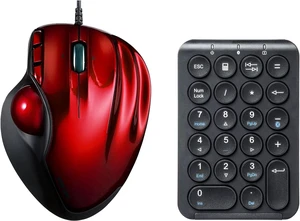 SANWA TB44RN Wired Trackball + Bluetooth Numeric Keypad, Tilt Scroll Programmable Roller Mice, 400-1600 DPI, Portable Financial Accounting Numpad, Compatible with Mac, Windows, Laptop, PC, Red SANWA TB44RN Wired Trackball + Bluetooth Numeric Keypad, Tilt Scroll Programmable Roller Mice, 400-1600 DPI, Portable Financial Accounting Numpad, Compatible with Mac, Windows, Laptop, PC, Red