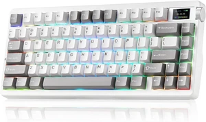 Aula Nova75 Mechanical Gaming Keyboard,75% Compact Wireless Keyboard with Screen & Knob,Gamer for Pre-lubed Switches 8000mAh Computer Keyboards,RGB Backlit,Custom Hot Swappable,BT/2.4GHz/USB-C Aula Nova75 Mechanical Gaming Keyboard,75% Compact Wireless Keyboard with Screen & Knob,Gamer for Pre-lubed Switches 8000mAh Computer Keyboards,RGB Backlit,Custom Hot Swappable,BT/2.4GHz/USB-C