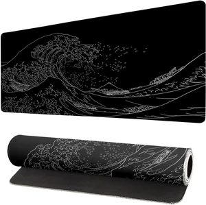 Extended Gaming Mouse Pad, Large Gaming Mouse Waterproof with Stitched Edges, Non-Slip Desktop Pad for Home and Office, Level Up Your 31.5x11.8 Inch (Black Wave) Extended Gaming Mouse Pad, Large Gaming Mouse Waterproof with Stitched Edges, Non-Slip Desktop Pad for Home and Office, Level Up Your 31.5x11.8 Inch (Black Wave)