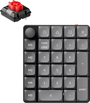 Keychron K0 Max Wireless Low-Profile Number Pad, QMK/VIA Programmable, Hot-Swappable Red Switch, RGB Backlit, 2.4GHz & Bluetooth 5.3, 1000Hz Polling Rate, with Knob, for Windows/Mac