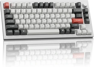 Keychron Q1 Ultra 8K 75% Wireless Custom Mechanical Keyboard Fully Assembled Aluminum, Hot-Swappable, 2.4 GHz/Bluetooth 5.3/Wired, ZMK, RGB, Knob, 660-Hour Battery, Brown Switch, White
