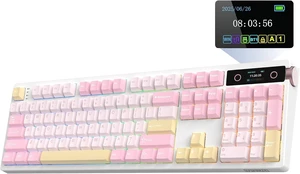 EPOMAKER TH108 PRO Full Size Mechanical Keyboard with Screen & Knob Wireless Gaming Keyboard with 10000mAh, Creamy Gasket, Hot Swap, Custom Driver, RGB Backlight, NKRO (Pink, Creamy Jade) EPOMAKER TH108 PRO Full Size Mechanical Keyboard with Screen & Knob Wireless Gaming Keyboard with 10000mAh, Creamy Gasket, Hot Swap, Custom Driver, RGB Backlight, NKRO (Pink, Creamy Jade)