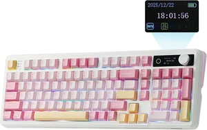 EPOMAKER TH99 PRO 96% Mechanical Keyboard with Screen & Knob, 10000mAh 2.4Ghz/BT, Hot Swap, Custom Driver, RGB Backlit, PBT Keycap, Wireless Gaming Keyboard for PC/Mac (Pink, Sea Salt Silent) EPOMAKER TH99 PRO 96% Mechanical Keyboard with Screen & Knob, 10000mAh 2.4Ghz/BT, Hot Swap, Custom Driver, RGB Backlit, PBT Keycap, Wireless Gaming Keyboard for PC/Mac (Pink, Sea Salt Silent)