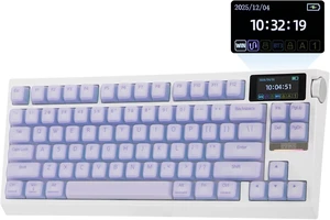 EPOMAKER G84 PRO Wireless Gaming Keyboard w/Screen&Knob, Silicone Keycaps 8000mAh, Hot-Swap, BT5.0/2.4G/USB-C Mode, RGB, 75% Creamy Mechanical Keyboard for Gamers/Office (Purple, Creamy Jade Switch) EPOMAKER G84 PRO Wireless Gaming Keyboard w/Screen&Knob, Silicone Keycaps 8000mAh, Hot-Swap, BT5.0/2.4G/USB-C Mode, RGB, 75% Creamy Mechanical Keyboard for Gamers/Office (Purple, Creamy Jade Switch)