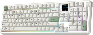 EPOMAKER RT100 PRO Wireless Gaming Keyboard with 1.54" Screen&Knob, RGB
2.4Ghz/BT/USB-C, Hot Swap, 5000mAh, PBT Keycap, Custom Driver, Retro Mechanical Keyboard for Win/Mac (White, Sea Salt Silent) EPOMAKER RT100 PRO Wireless Gaming Keyboard with 1.54" Screen&Knob, RGB
2.4Ghz/BT/USB-C, Hot Swap, 5000mAh, PBT Keycap, Custom Driver, Retro Mechanical Keyboard for Win/Mac (White, Sea Salt Silent)