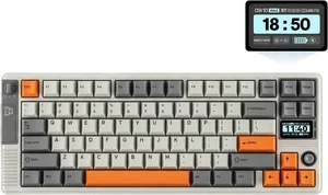 EPOMAKER RT85 Wireless Mechanical Keyboard with Joystick & DIY Screen 8000mAh, BT/USB/2.4Ghz, Gasket, 5-Layer Paddings, Hot-Swap, PBT Keycap, 75% Gaming Keyboard (Retro White, Creamy Jade) EPOMAKER RT85 Wireless Mechanical Keyboard with Joystick & DIY Screen 8000mAh, BT/USB/2.4Ghz, Gasket, 5-Layer Paddings, Hot-Swap, PBT Keycap, 75% Gaming Keyboard (Retro White, Creamy Jade)