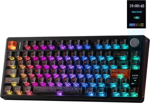 EPOMAKER TH80 V2 PRO Wireless Gaming Keyboard with Screen&Knob, 10000mAh 2.4Ghz/BT/USB-C, RGB, Hot Swap, Custom Driver, NKRO, PBT Keycap, Mechanical Keyboard for PC/Mac (Black, Creamy Jade) EPOMAKER TH80 V2 PRO Wireless Gaming Keyboard with Screen&Knob, 10000mAh 2.4Ghz/BT/USB-C, RGB, Hot Swap, Custom Driver, NKRO, PBT Keycap, Mechanical Keyboard for PC/Mac (Black, Creamy Jade)