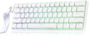 EPOMAKER HE60 Hall Effect Keyboard with Shine Through RGB, 8000mAh (White) 0.005mm Rapid Triggering, Dual 8K Polling, 2.4G/BT/Wired, SOCD, Snap Key, PBT Keycaps, Mac/WIN Compatible, Thocky & Creamy