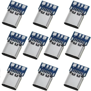 10PCS USB 3.1 Type C Connector 24 Pins Female Plug Socket Receptacle Adapter to Solder Wire & Cable 24P PCB Board Support Module 10PCS USB 3.1 Type C Connector 24 Pins Female Plug Socket Receptacle Adapter to Solder Wire & Cable 24P PCB Board Support Module