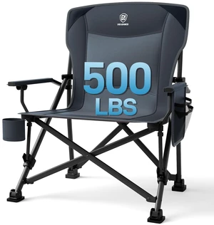 Oversized Folding Camping Chair, for Adults Heavy Duty Lawn Chair with Side Pockets, Portable Collapsible Quad Chair for Outside, Support Up to 500lbs, Grey Oversized Folding Camping Chair, for Adults Heavy Duty Lawn Chair with Side Pockets, Portable Collapsible Quad Chair for Outside, Support Up to 500lbs, Grey
