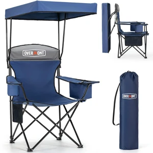 Camping Chair with Canopy Shade - 330 lb Support&3L Cooler Bag | Folding Beach Chair with 2.5" Padded Headrest for Added Comfortable Seating at Outdoor Events, Sports, Fishing and Pool Camping Chair with Canopy Shade - 330 lb Support&3L Cooler Bag | Folding Beach Chair with 2.5" Padded Headrest for Added Comfortable Seating at Outdoor Events, Sports, Fishing and Pool