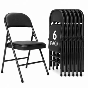 6 Pack Black Folding Chairs with Padded Cushion and Metal Frame,350lbs | Portable Stackable Commercial Seat Foldable Chairs with Steel Frame for Outdoor & Indoor Events Office Wedding Party 6 Pack Black Folding Chairs with Padded Cushion and Metal Frame,350lbs | Portable Stackable Commercial Seat Foldable Chairs with Steel Frame for Outdoor & Indoor Events Office Wedding Party