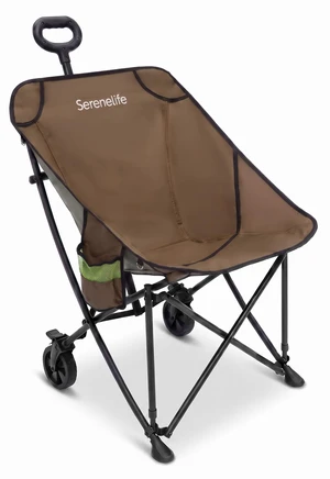 Portable Foldable Cart Chair w/Wheels Outdoors Sports Lawn Brown | 2-in-1 high-back chair and luggage cart, 220 lbs capacity, detachable pillow, compact fold, powder-coated steel frame Portable Foldable Cart Chair w/Wheels Outdoors Sports Lawn Brown | 2-in-1 high-back chair and luggage cart, 220 lbs capacity, detachable pillow, compact fold, powder-coated steel frame