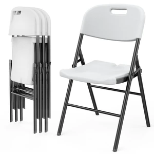 Folding Chairs, Heavy Duty Foldable Chair Portable HDPE Plastic Seat with Steel Frame for Indoor Outdoor Dinning Party Wedding School Use, White, 4 Pack Folding Chairs, Heavy Duty Foldable Chair Portable HDPE Plastic Seat with Steel Frame for Indoor Outdoor Dinning Party Wedding School Use, White, 4 Pack