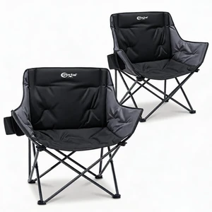 32" Wide Oversized Folding Camping Chair, Thick Padding, 400 lb | Pinch-Free Ergonomic Heavy Duty Seat for Big & Tall Adults; Cup Holder, Side Pocket, Carry Bag; for Fishing, Lawn, Sidelines 32" Wide Oversized Folding Camping Chair, Thick Padding, 400 lb | Pinch-Free Ergonomic Heavy Duty Seat for Big & Tall Adults; Cup Holder, Side Pocket, Carry Bag; for Fishing, Lawn, Sidelines