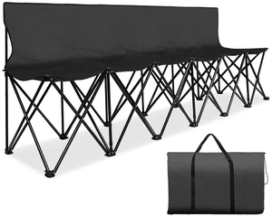 Soccer Bench, 6 Seat Folding Bench with Backrest and Bag, Black | Portable Sideline Bench with Collapsible Steel Frame and Carrying Bag; Sets Up in Seconds with No Assembly Soccer Bench, 6 Seat Folding Bench with Backrest and Bag, Black | Portable Sideline Bench with Collapsible Steel Frame and Carrying Bag; Sets Up in Seconds with No Assembly