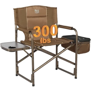Folding Camping Chair with Cooler Bag, Director Chair Foldable with Side Table for Adults, Camp Chairs for Outdoor, Lawn, Sports, Fishing, Heavy Duty Supports 300lbs, Earth Brown Folding Camping Chair with Cooler Bag, Director Chair Foldable with Side Table for Adults, Camp Chairs for Outdoor, Lawn, Sports, Fishing, Heavy Duty Supports 300lbs, Earth Brown