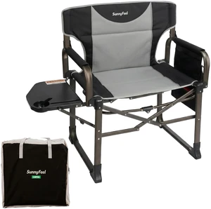 Oversized Camping Directors Chair for Adults with Side Table | Heavy Duty Folding Chairs Padded Oxford Fabric Support 600lbs with Side Pocket & Carry Bag for Camping, Fishing, Lawn, Black Oversized Camping Directors Chair for Adults with Side Table | Heavy Duty Folding Chairs Padded Oxford Fabric Support 600lbs with Side Pocket & Carry Bag for Camping, Fishing, Lawn, Black