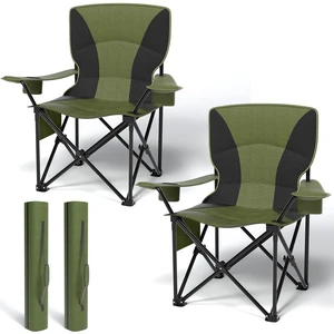 Heavy Duty Folding Chair 500LB Capacity, Oversized Camping Chairs with Cup Holder, Cooler Bag & Storage Pouch, Outdoor Chairs for Sports, Lawn Chairs , Fishing, Beach (2, Black Green, Oversized) Heavy Duty Folding Chair 500LB Capacity, Oversized Camping Chairs with Cup Holder, Cooler Bag & Storage Pouch, Outdoor Chairs for Sports, Lawn Chairs , Fishing, Beach (2, Black Green, Oversized)