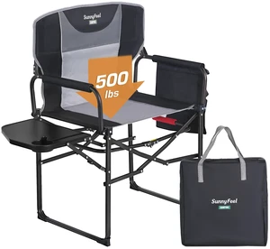 Oversized Directors Camping Chair for Adults with Side Table | Portable Folding Chair 500LBS with Breathable Mesh Back, Cup Holder, Side Pocket & Carry Bag for Camping, Fish, Lawn, Beach Oversized Directors Camping Chair for Adults with Side Table | Portable Folding Chair 500LBS with Breathable Mesh Back, Cup Holder, Side Pocket & Carry Bag for Camping, Fish, Lawn, Beach