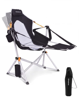 Hammock Camping Chair with Footrest & Breathable Mesh Back 400 lbs | Oversized Swinging Camping Chair for Adults, Aluminum Heavy Duty Foldable Rocker, Portable for Beach, Outdoor, RV & Backyard Hammock Camping Chair with Footrest & Breathable Mesh Back 400 lbs | Oversized Swinging Camping Chair for Adults, Aluminum Heavy Duty Foldable Rocker, Portable for Beach, Outdoor, RV & Backyard