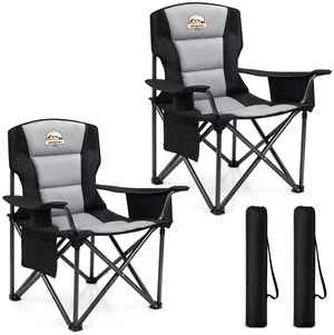 Oversized Heavy Duty Camping Chairs, 2 Pack, 450 lb, Black | Portable outdoor chairs with padded seat, cooler bag, cup holder, side pocket and carry bag for lawn, camp, sports, fishing. Oversized Heavy Duty Camping Chairs, 2 Pack, 450 lb, Black | Portable outdoor chairs with padded seat, cooler bag, cup holder, side pocket and carry bag for lawn, camp, sports, fishing.