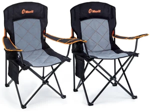2-Pack Folding Camping Chair, Diamond-Quilted & Adjustable Armrest | 350lbs capacity, Higher backrest & higher seat for easy sit/stand, Cup holder, Carry bag, for Camping,Lawn, Beach 2-Pack Folding Camping Chair, Diamond-Quilted & Adjustable Armrest | 350lbs capacity, Higher backrest & higher seat for easy sit/stand, Cup holder, Carry bag, for Camping,Lawn, Beach
